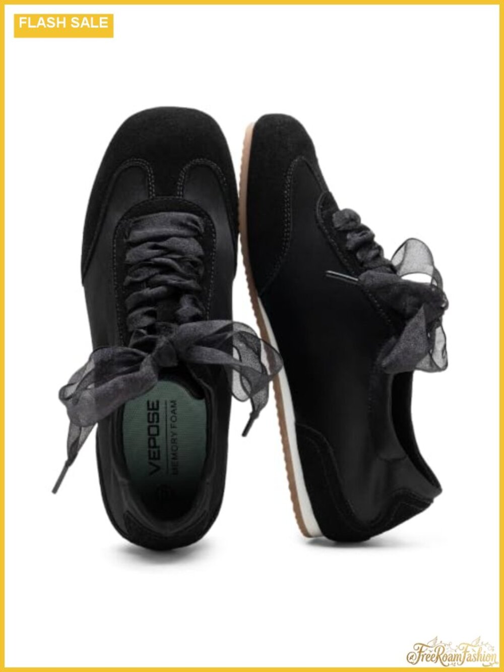 Square Toe Ballet Sneakers Satin Lace-Up Trainers